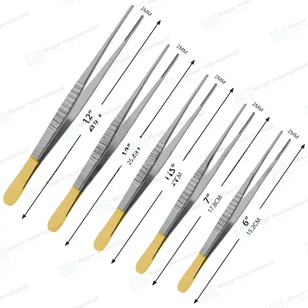 5 DeBakey Atraumatic Tissue Forceps Set 2mm Tip Gold Handle - surgical instruments manufactured by Waqar International, Sialkot - view 3