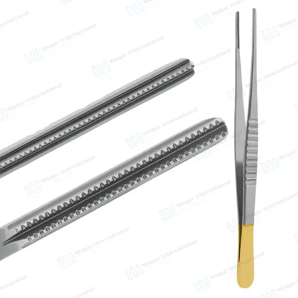 5 DeBakey Atraumatic Tissue Forceps Set 2mm Tip Gold Handle - surgical instruments manufactured by Waqar International, Sialkot - view 5