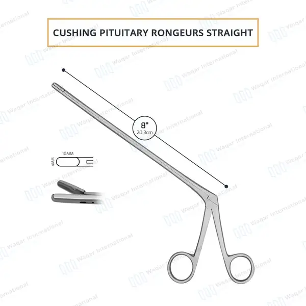 Cushing Rongeur 8″ 4x10mm Straight Cup Jaws - surgical instruments manufactured by Waqar International, Sialkot - view 2