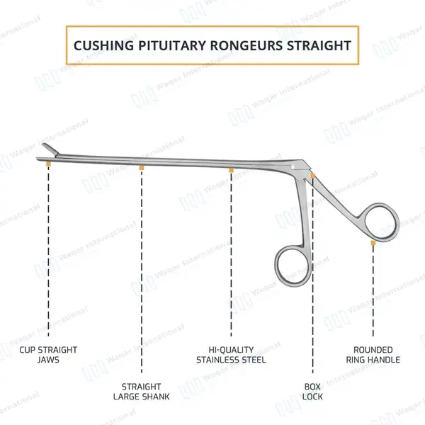 Cushing Rongeur 8″ 4x10mm Straight Cup Jaws - surgical instruments manufactured by Waqar International, Sialkot - view 3