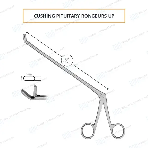 Cushing Rongeur 8″ 4x10mm Upward Angled Cup Jaws - surgical instruments manufactured by Waqar International, Sialkot - view 3