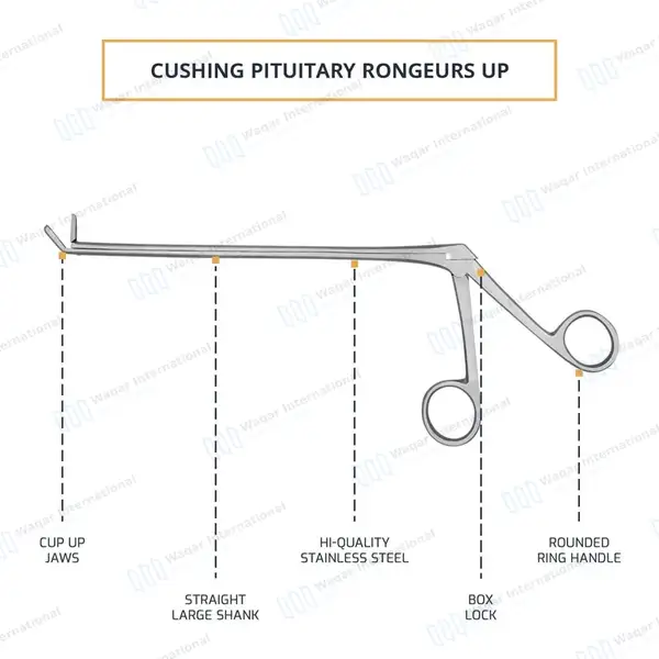 Cushing Rongeur 8″ 4x10mm Upward Angled Cup Jaws - surgical instruments manufactured by Waqar International, Sialkot - view 4
