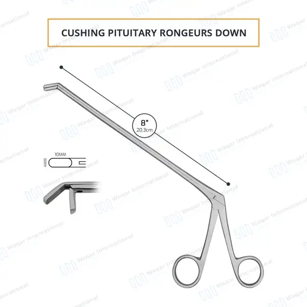 Cushing Rongeur 8″ 4x10mm Downward Angled Cup Jaws - surgical instruments manufactured by Waqar International, Sialkot - view 3