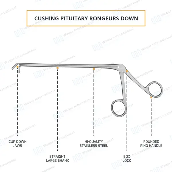 Cushing Rongeur 8″ 4x10mm Downward Angled Cup Jaws - surgical instruments manufactured by Waqar International, Sialkot - view 4