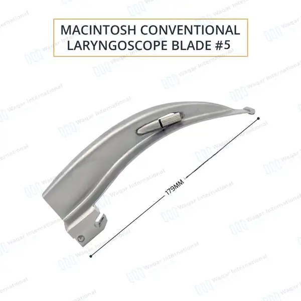 Mac Blade #5 with Conventional Laryngoscope Medium Handle - surgical instruments manufactured by Waqar International, Sialkot - view 4