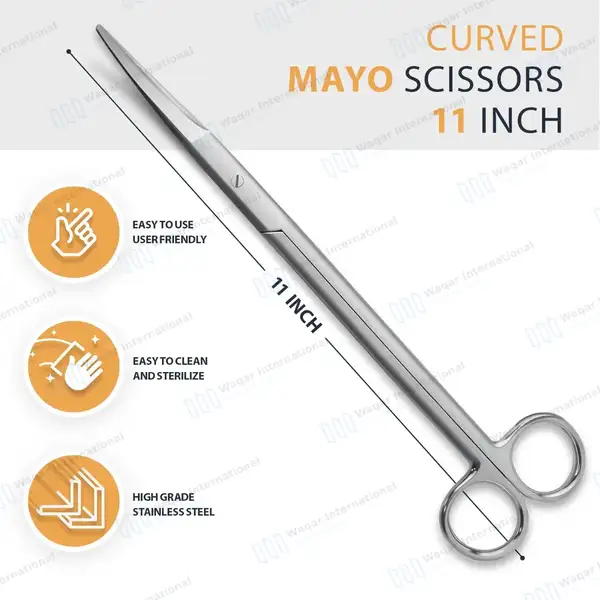 Mayo Dissecting Scissors 11″ Curved - surgical instruments manufactured by Waqar International, Sialkot - view 3