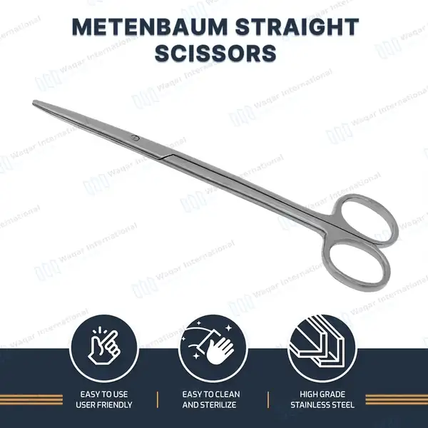 Metzenbaum Scissors 8″ Straight Blunt Tips - surgical instruments manufactured by Waqar International, Sialkot - view 7