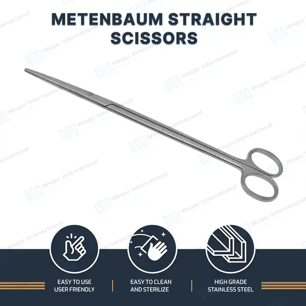 Metzenbaum Scissors 11″ Straight Blunt Tips - surgical instruments manufactured by Waqar International, Sialkot - view 8
