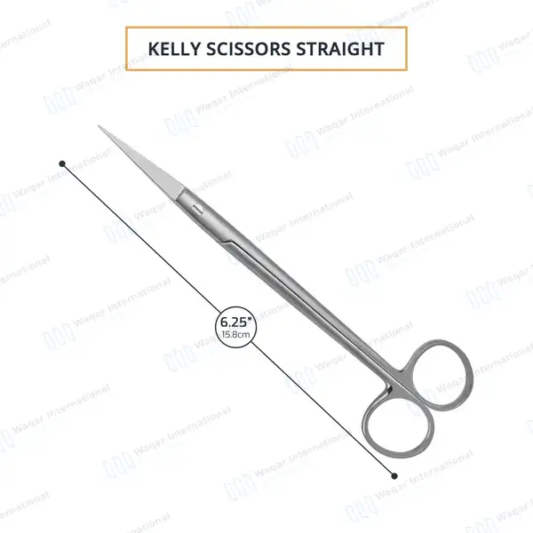 Kelly Scissors 6.25″ Straight Sharp Blades - surgical instruments manufactured by Waqar International, Sialkot - view 3