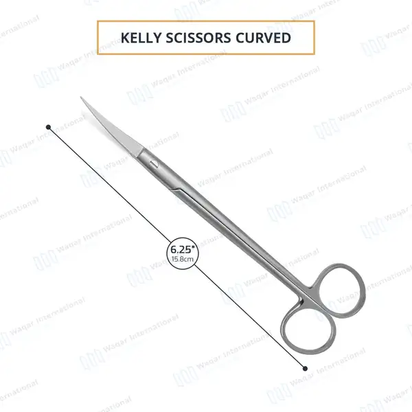 Kelly Scissors 6.25″ Curved Sharp Blades - surgical instruments manufactured by Waqar International, Sialkot - view 3