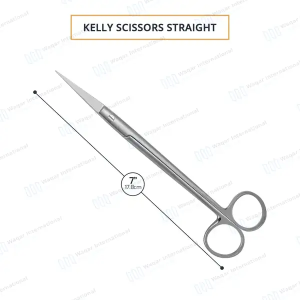 Kelly Scissors 7″ Straight Sharp Blades - surgical instruments manufactured by Waqar International, Sialkot - view 3