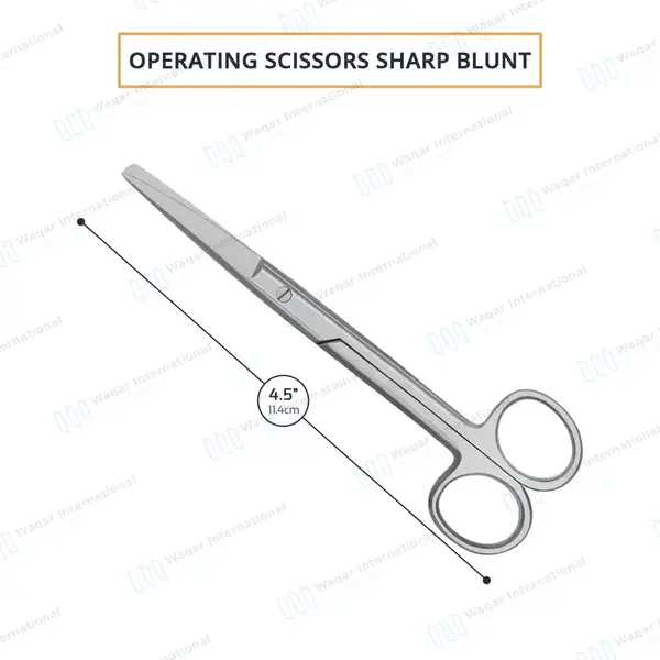 Operating Scissors 4.5″ Straight Sharp/Blunt Round Pattern - surgical instruments manufactured by Waqar International, Sialkot - view 3