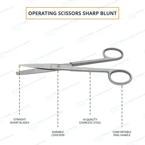 Operating Scissors 4.5″ Straight Sharp/Blunt Round Pattern - surgical instruments manufactured by Waqar International, Sialkot - view 4