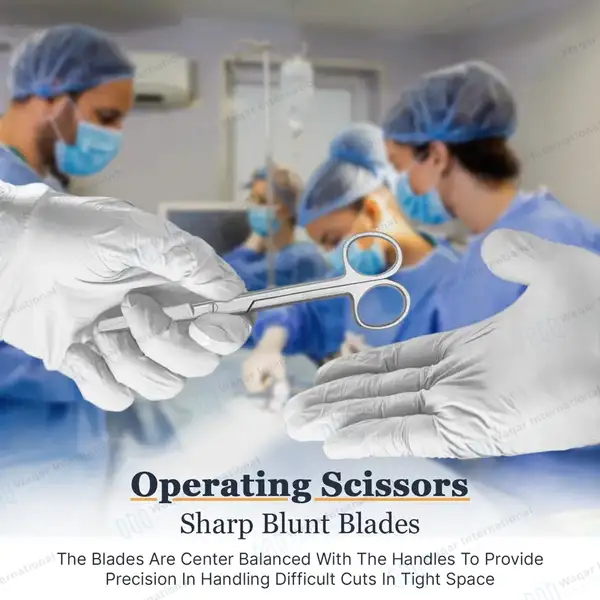 Operating Scissors 4.5″ Straight Sharp/Blunt Round Pattern - surgical instruments manufactured by Waqar International, Sialkot - view 8