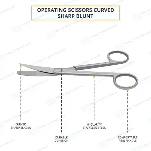 Operating Scissors 4.5″ Sharp/Blunt Curved Round Pattern - surgical instruments manufactured by Waqar International, Sialkot - view 4