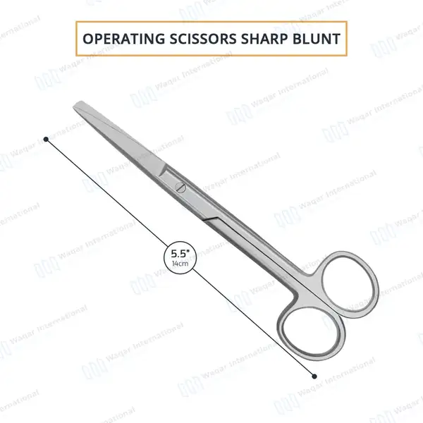Operating Scissors 5.5″ Straight Sharp/Blunt Round Pattern - surgical instruments manufactured by Waqar International, Sialkot - view 3