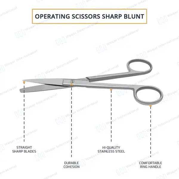 Operating Scissors 5.5″ Straight Sharp/Blunt Round Pattern - surgical instruments manufactured by Waqar International, Sialkot - view 4