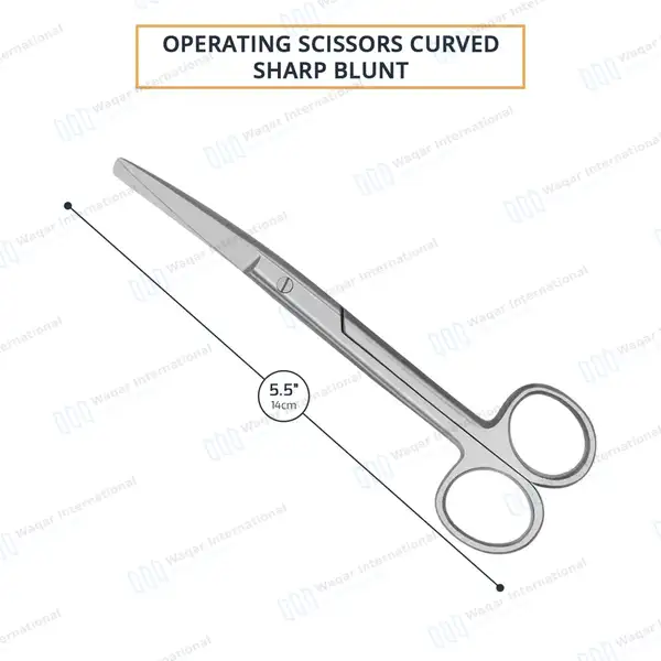 Operating Scissors 5.5″ Curved Sharp/Blunt Round Pattern - surgical instruments manufactured by Waqar International, Sialkot - view 3