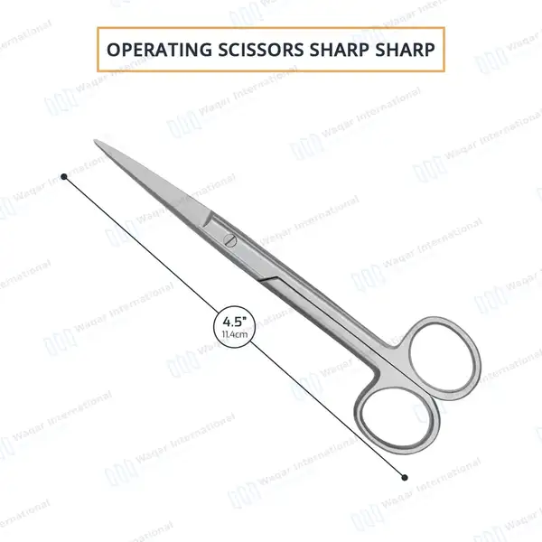 Operating Scissors 4.5″ Straight Sharp/Sharp Round Pattern - surgical instruments manufactured by Waqar International, Sialkot - view 3