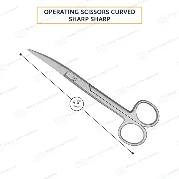 Operating Scissors 4.5″ Curved Sharp/Sharp Round Pattern - surgical instruments manufactured by Waqar International, Sialkot - view 3