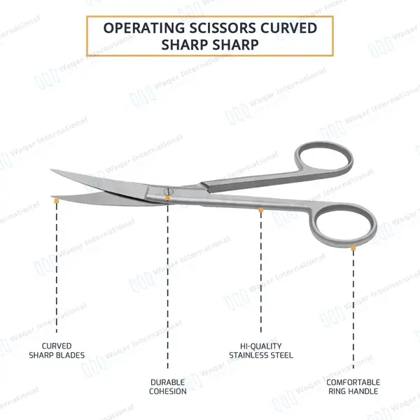 Operating Scissors 4.5″ Curved Sharp/Sharp Round Pattern - surgical instruments manufactured by Waqar International, Sialkot - view 4