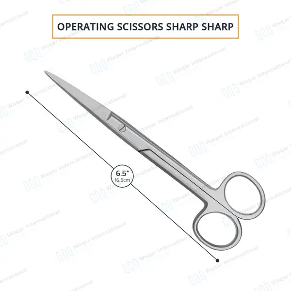 Operating Scissors 6.5″ Straight Sharp/Sharp Round Pattern - surgical instruments manufactured by Waqar International, Sialkot - view 2