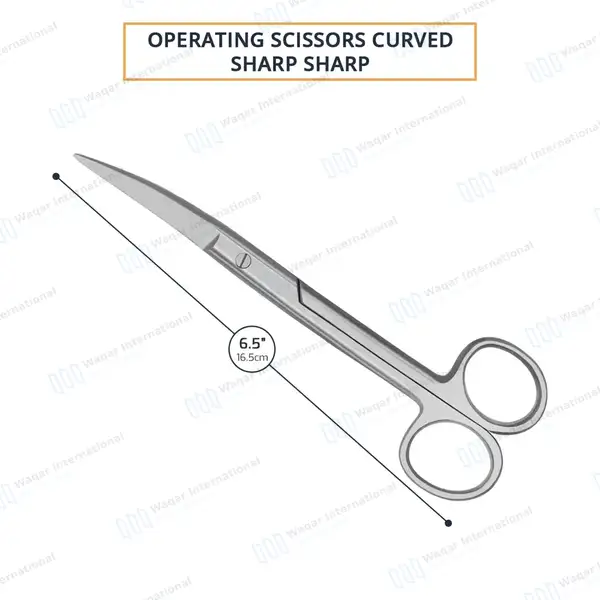 Operating Scissors 6.5″ Curved Sharp/Sharp Round Pattern - surgical instruments manufactured by Waqar International, Sialkot - view 3