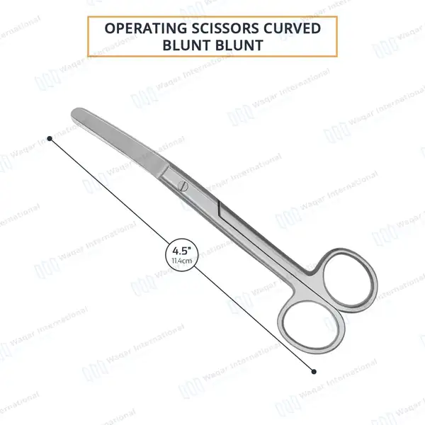 Operating Scissors 4.5″ Curved Blunt/Blunt Round Pattern - surgical instruments manufactured by Waqar International, Sialkot - view 3