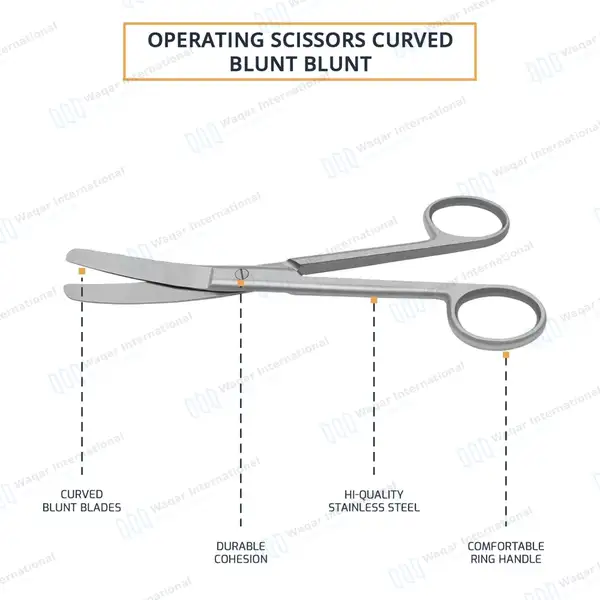 Operating Scissors 4.5″ Curved Blunt/Blunt Round Pattern - surgical instruments manufactured by Waqar International, Sialkot - view 4