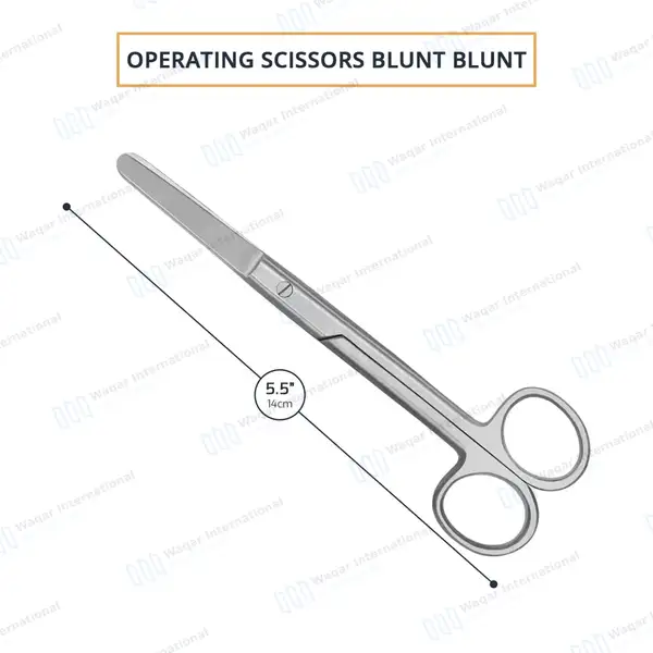 Operating Scissors 5.5″ Straight Blunt/Blunt Round Pattern - surgical instruments manufactured by Waqar International, Sialkot - view 2