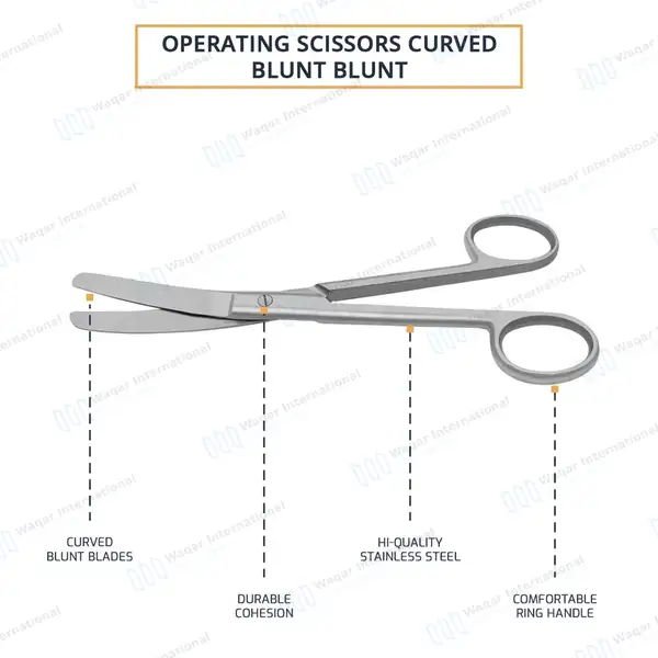 Operating Scissors 5.5″ Curved Blunt/Blunt Round Pattern - surgical instruments manufactured by Waqar International, Sialkot - view 4