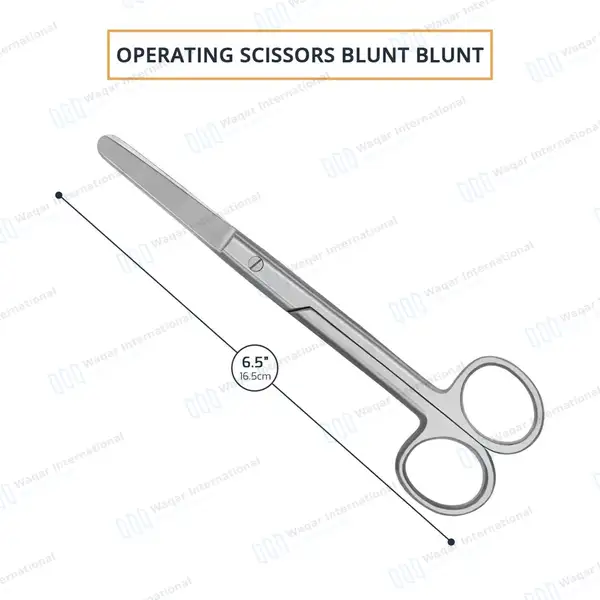 Operating Scissors 6.5″ Straight Blunt/Blunt Round Pattern - surgical instruments manufactured by Waqar International, Sialkot - view 3