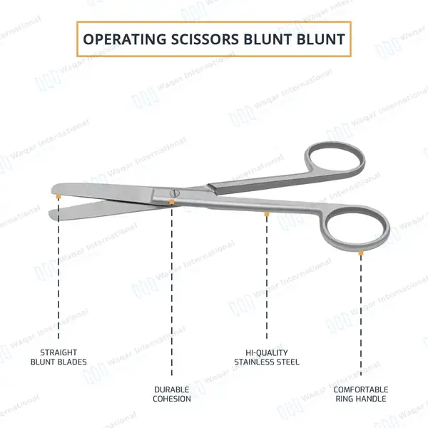 Operating Scissors 6.5″ Straight Blunt/Blunt Round Pattern - surgical instruments manufactured by Waqar International, Sialkot - view 4