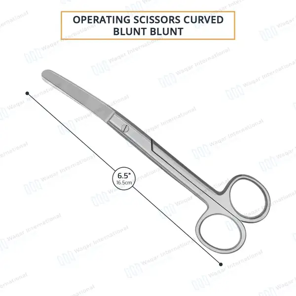 Operating Scissors 6.5″ Curved Blunt/Blunt Round Pattern - surgical instruments manufactured by Waqar International, Sialkot - view 3