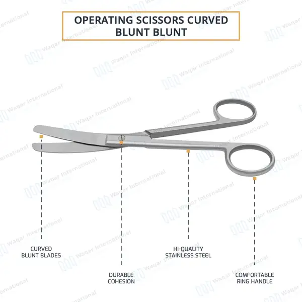 Operating Scissors 6.5″ Curved Blunt/Blunt Round Pattern - surgical instruments manufactured by Waqar International, Sialkot - view 4