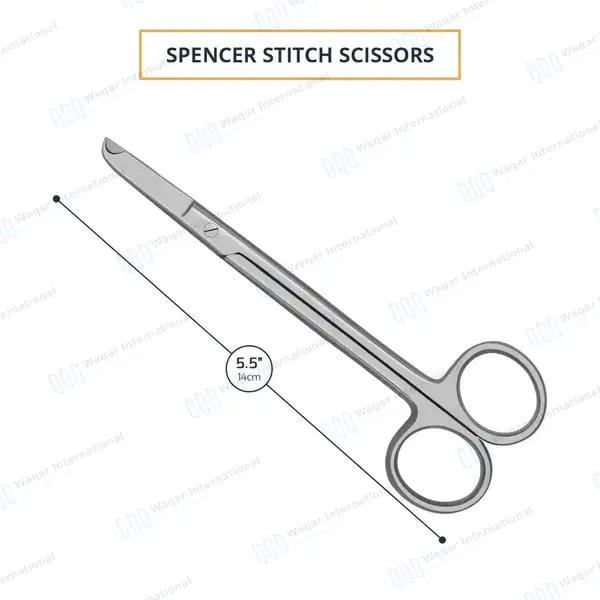 Littauer Spencer Stitch Scissors 5.5″ Round Pattern - surgical instruments manufactured by Waqar International, Sialkot - view 3