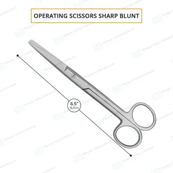 Operating Scissors 6.5″ Sharp/Blunt Straight Round Pattern - surgical instruments manufactured by Waqar International, Sialkot - view 3