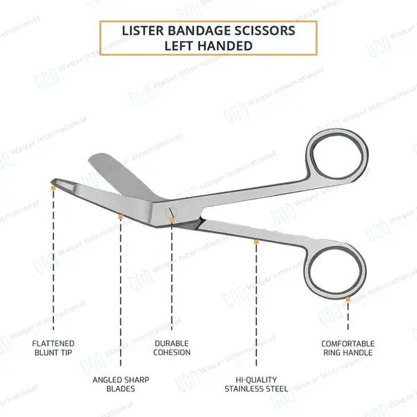 Lister Banadge Scissor 5.5″ Left Handed - surgical instruments manufactured by Waqar International, Sialkot - view 4