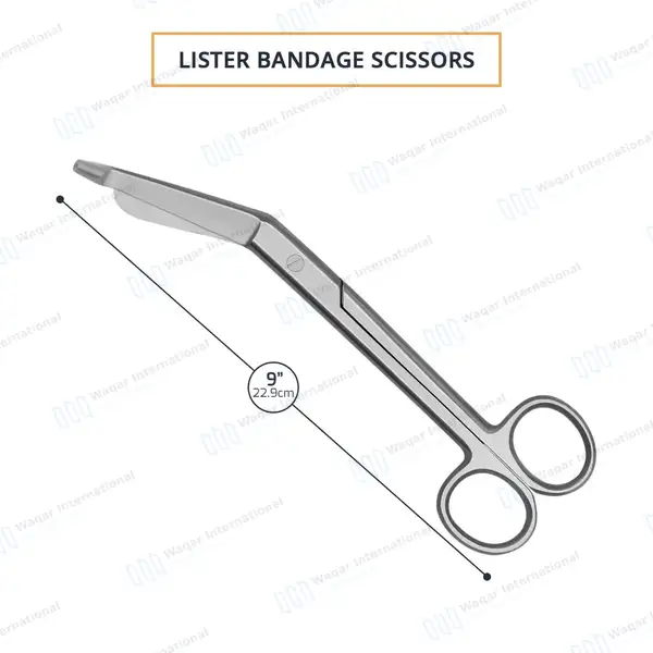 Heavy Duty Lister Bandage Scissors 9″ (22.9cm) Round Pattern - surgical instruments manufactured by Waqar International, Sialkot - view 3