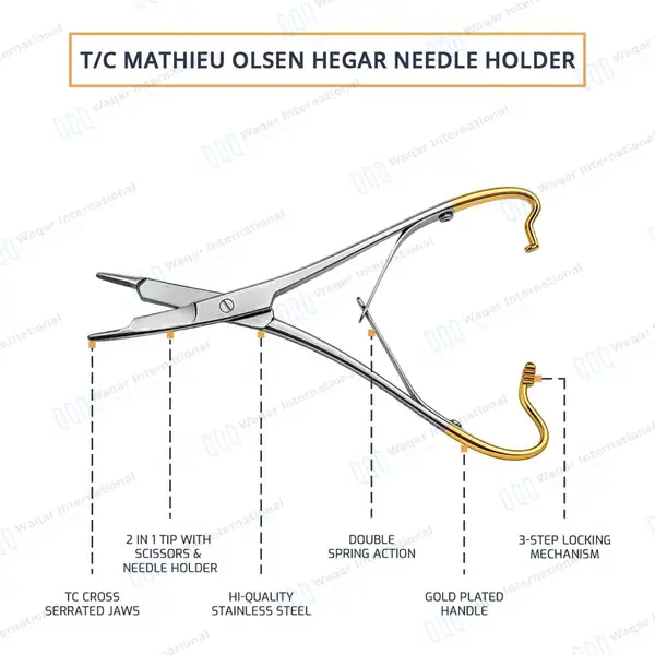 T/C Mathieu Olsen Hegar Needle Holder 5.5″ - surgical instruments manufactured by Waqar International, Sialkot - view 4