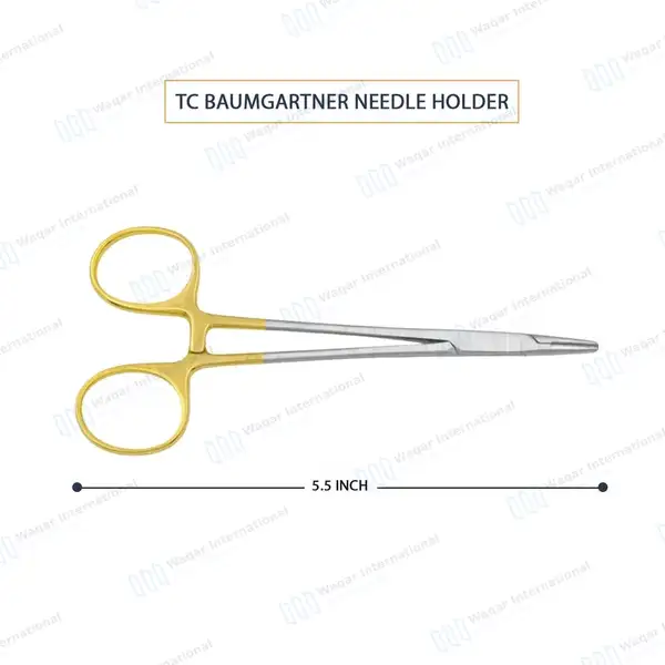 TC Baumgartner Needle Holder 5.5″ Cross Serrated Jaws - surgical instruments manufactured by Waqar International, Sialkot - view 3