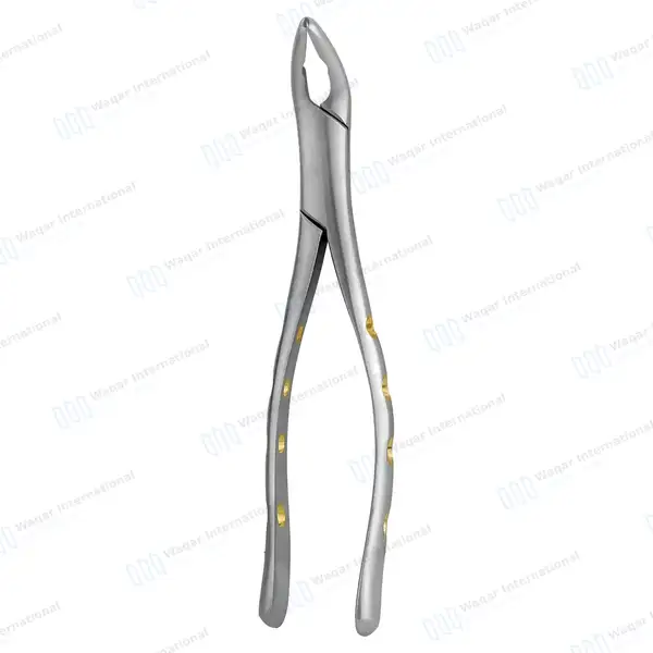 Pedo Extracting Forceps #151XAS Diamond Dusted Gold Hollow Handle - surgical instruments manufactured by Waqar International, Sialkot - view 3