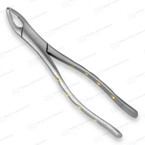 Pedo Extracting Forceps #151XAS Diamond Dusted Gold Hollow Handle - surgical instruments manufactured by Waqar International, Sialkot - view 4
