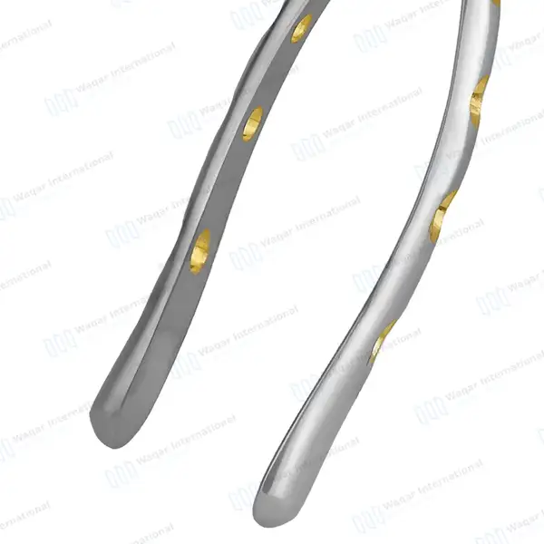 Pedo Extracting Forceps #151XAS Diamond Dusted Gold Hollow Handle - surgical instruments manufactured by Waqar International, Sialkot - view 6