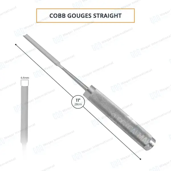 Cobb Gouge 11″ Straight 6.4mm Wide Blade - orthopedic instruments manufactured by Waqar International, Sialkot - view 3