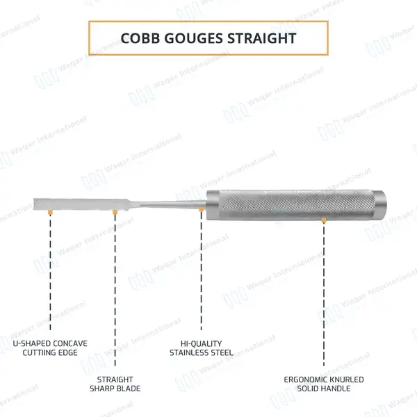 Cobb Gouge 11″ Straight 6.4mm Wide Blade - orthopedic instruments manufactured by Waqar International, Sialkot - view 4