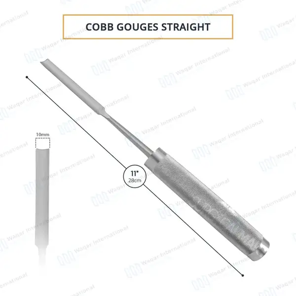 Cobb Gouge 11″ Straight 10mm Wide Blade - orthopedic instruments manufactured by Waqar International, Sialkot - view 3