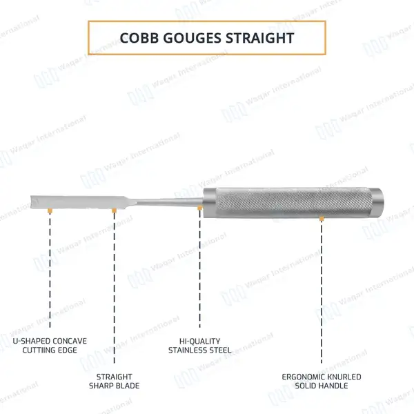 Cobb Gouge 11″ Straight 10mm Wide Blade - orthopedic instruments manufactured by Waqar International, Sialkot - view 4