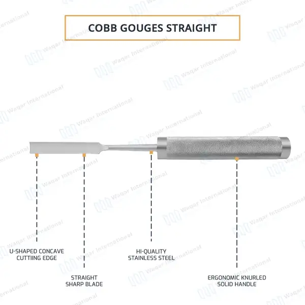 Cobb Gouge 11″ Straight 13mm Wide Blade - orthopedic instruments manufactured by Waqar International, Sialkot - view 4