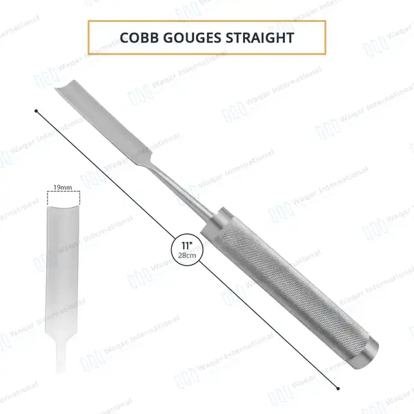 Cobb Gouge 11″ Straight 19mm Wide Blade - orthopedic instruments manufactured by Waqar International, Sialkot - view 3